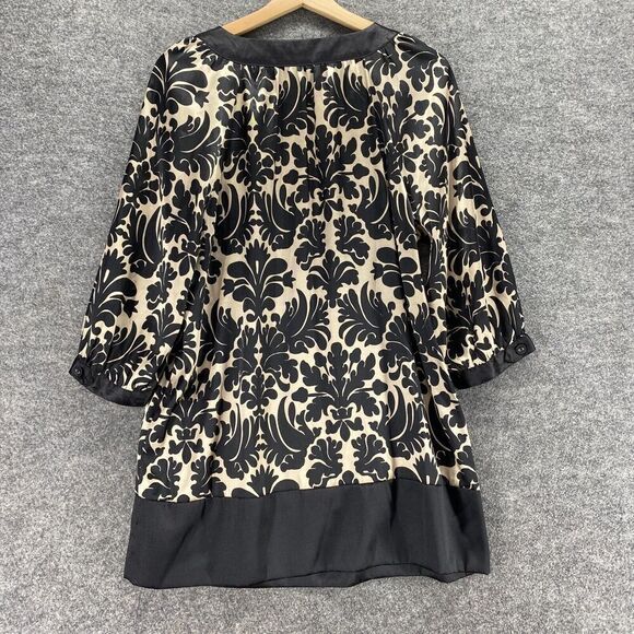 Apt. 9 Blouse Women M Medium Black Paisley Square Neck 3/4 Sleeve Pullover - Picture 2 of 9